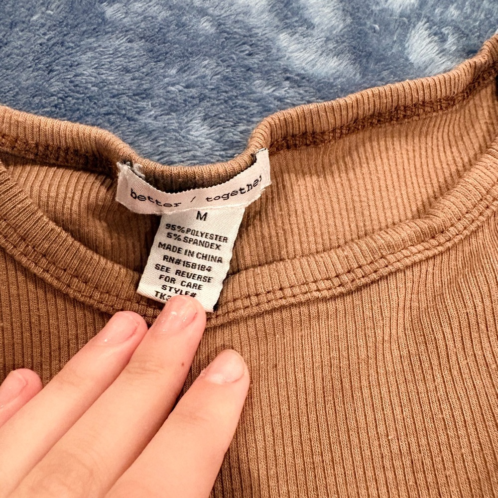 Together Tan Short Sleeve Ribbed Top - Picture 2 of 2